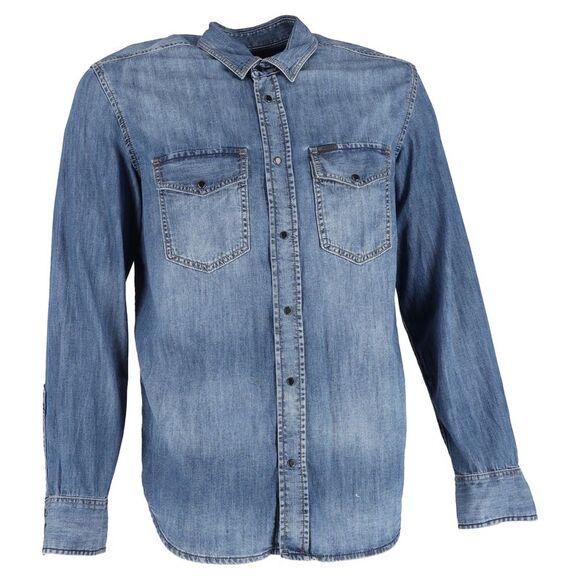 Diesel Button-Down Shirt in Blue Cotton Denim